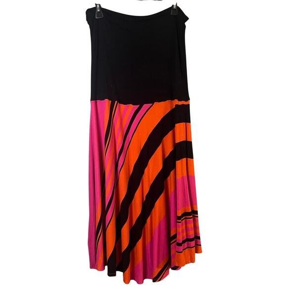 Vintage Avon Mark Convertible Strapless Dress Skirt Black Orange Pink Boho XXL - Picture 2 of 6